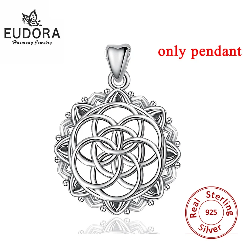 without chain Eudora, 925 пробы, серебряное, геометрическое семя жизни, подвеска, ожерелье, ирландский кельтский узел, ожерелье, хорошее ювелирное изделие для женщин, CYD396 - Окраска металла: without chain