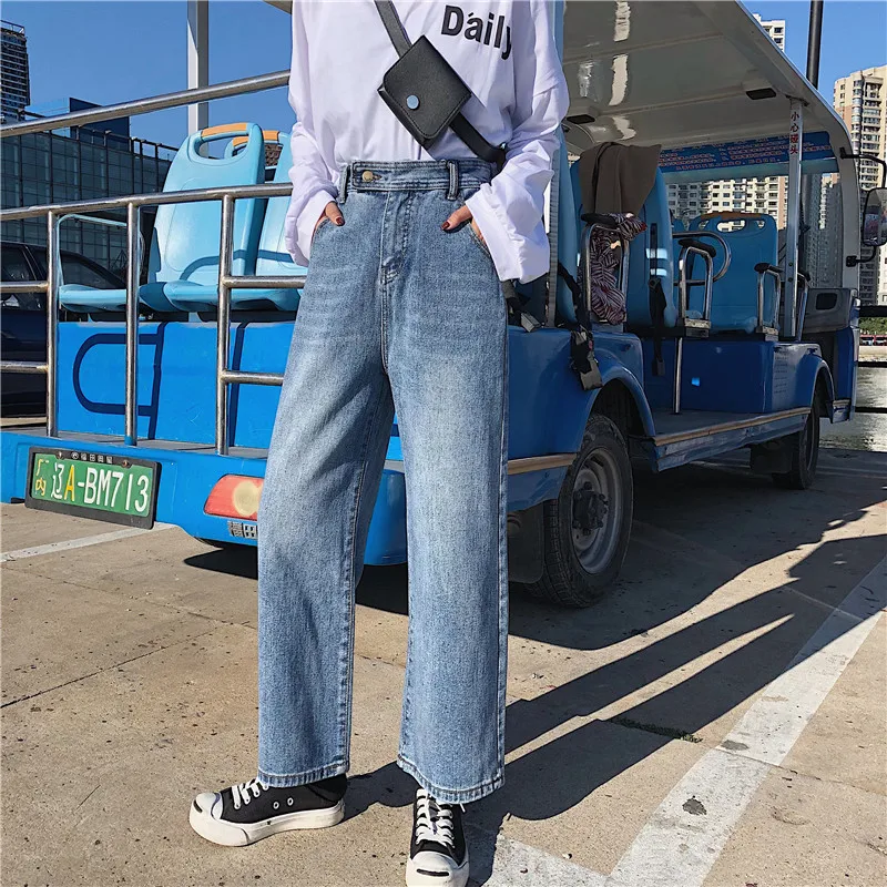 S-XL 2 цвета 2018 Новинка осени в Корейском стиле Высокая талия джинсы винтажные