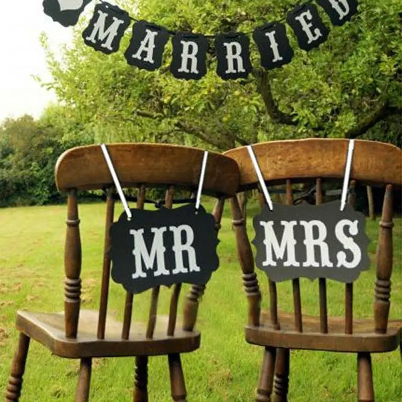 2 шт. бумажное кресло Mr & Mrs баннер знак гирлянда свадебный день жениха реквизит