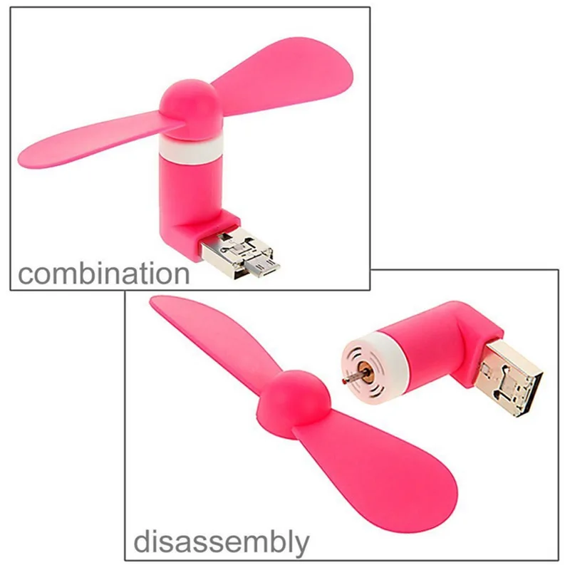 Мини вентилятор 2 в 1 Micro/USB OTG маленький портативный вращающийся кулер USB