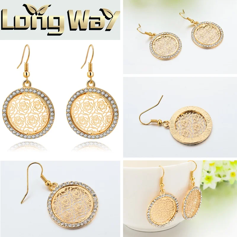Свадебные серьги LongWay Brincos брендовые ювелирные изделия большие золотого цвета