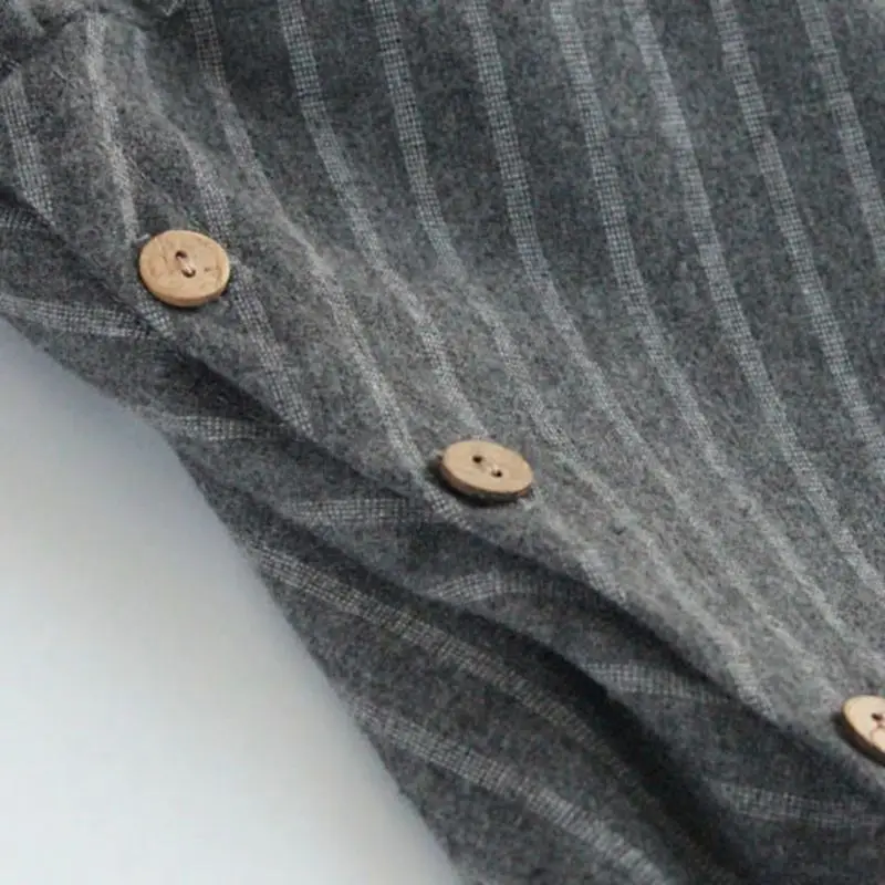 Mferlier Women Autumn Striped Shirt Turn Down Collar Adjustable Long Sleeve Splice Side Button Ladies Casual Blouse |