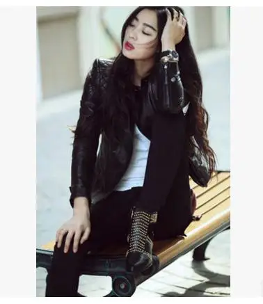 2019 Leather Jacket Women Slim Short Motorcycle Autumn Winter Coat Brand Streetwear Outwear K537 | Женская одежда