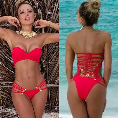 Bathing Suit New Women Swimwears Bikinis Set 2015 Summer Style Bandeau Bandage Push Up Pad Triangle Swimwear Swimsuit Plus Size |