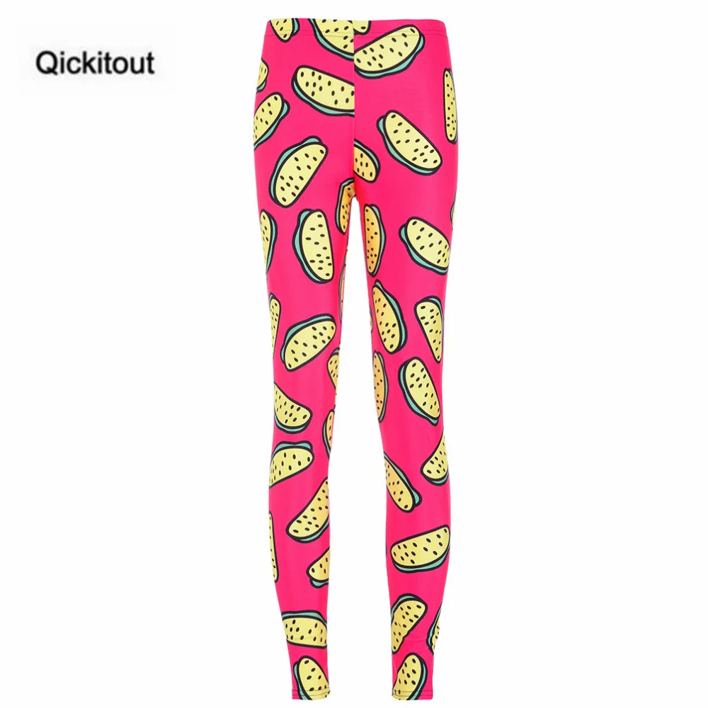 Qickitout Leggings Hot Product Womens Yellow Fruit Pink Digital Print Pants Trousers Merry Christmas Gifts Wholesales | Женская одежда