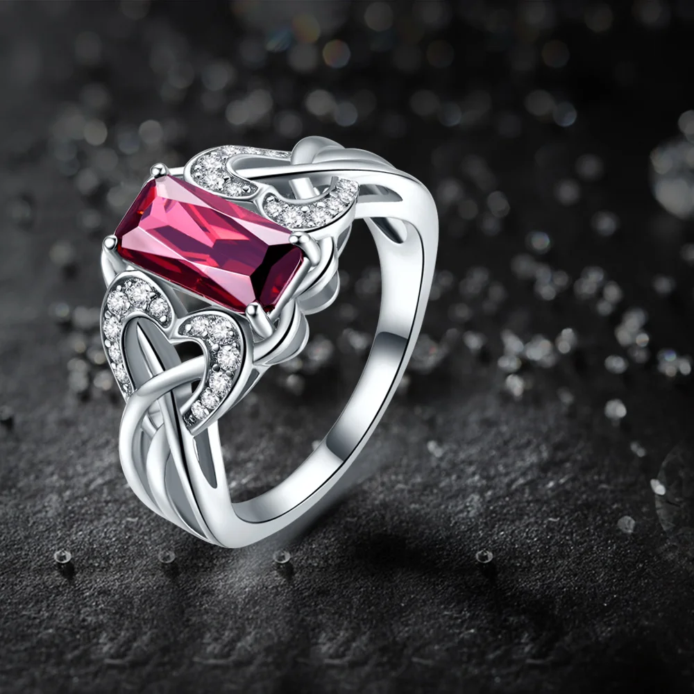 Женское кольцо гранат с голубым топазом из серебра 925 пробы|ring size|ring size 6ring ring |