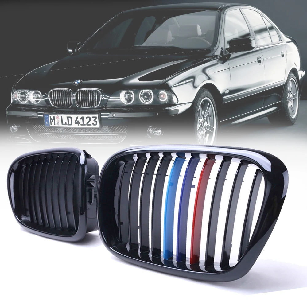 1 пара глянцевый черный M color Авто Передняя решетка для почек гоночный гриль BMW E39 518