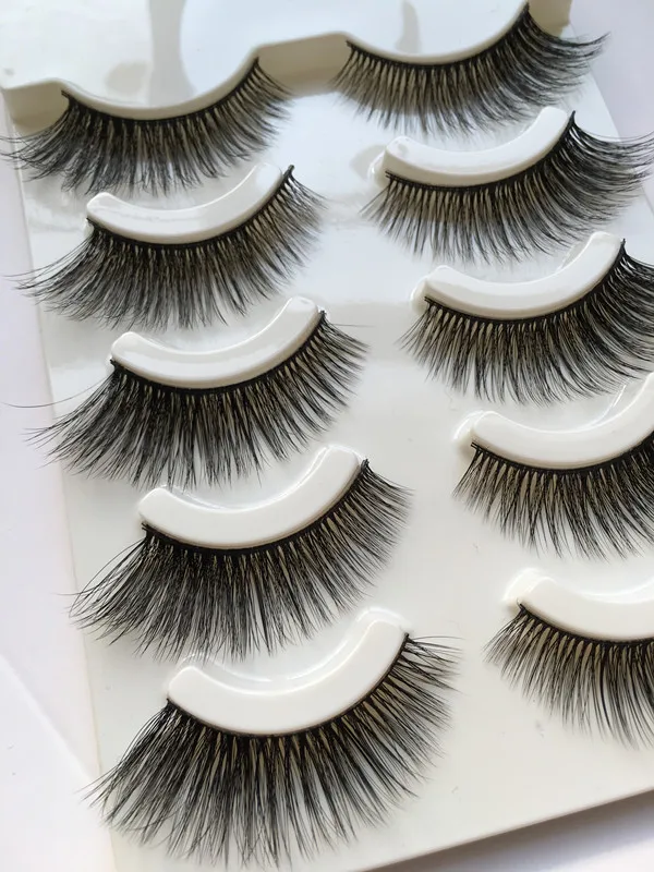 Новые 5 пар макияжа 3D норковых ресниц поддельных гибких легких наращиваемых ресниц ручной работы естественного вида.