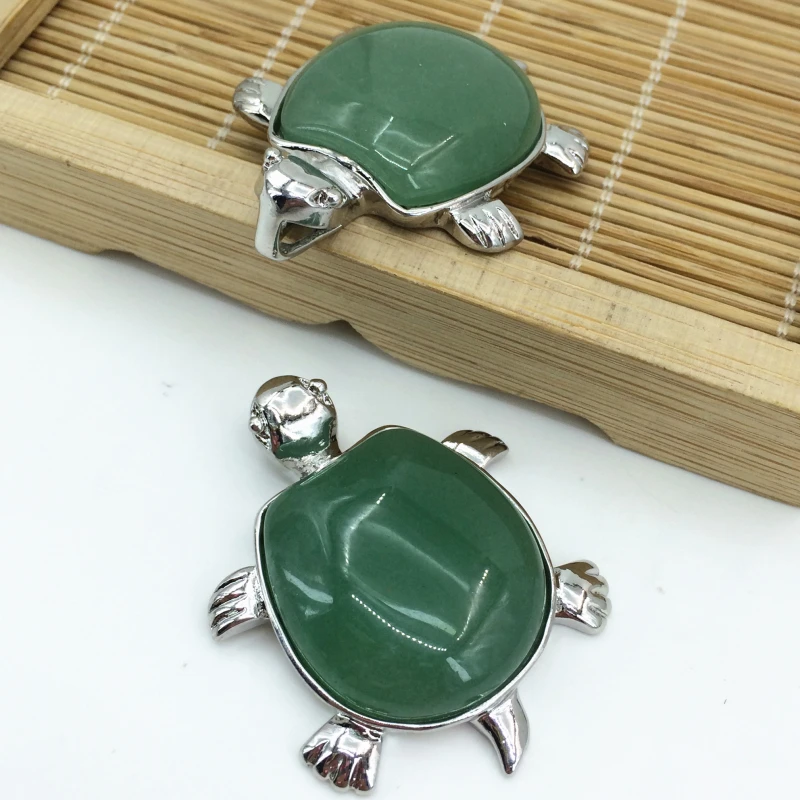 Горячие зеленый камень нефриты формы черепаха кулон дизайн животных моды 31*43 мм