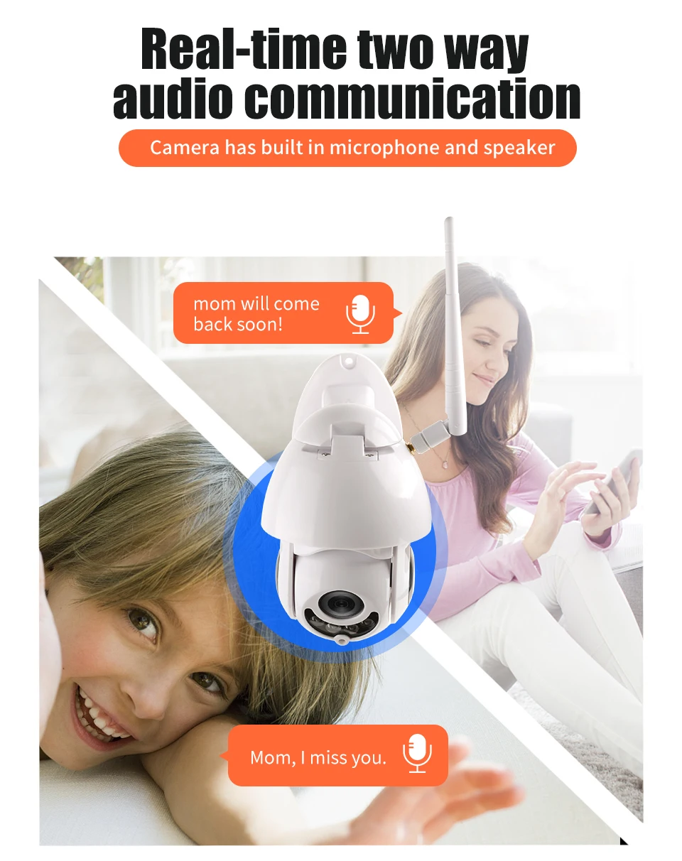 XM 1080P Беспроводная PTZ IP камера Wifi CMOS ночное видение H265+ PTZ ИК камера безопасности Обнаружение движения Домашняя безопасность