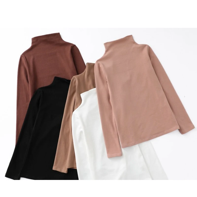 GGRIGHT Basic Turtleneck T shirts Women 2019 Spring Long Sleeve Casual Solid Cotton Tshirt Female Plus Size Tops chemise femme | Женская