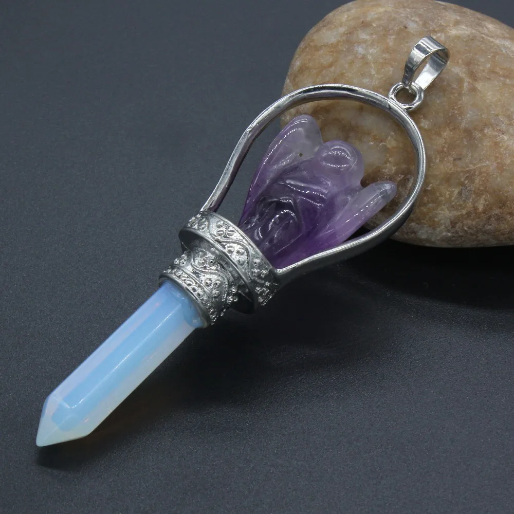 100-Уникальный серебряный покрытый природным фиолетовым кварцем опалитовый шестигранник старинная античная корона подвеска модных украшений.