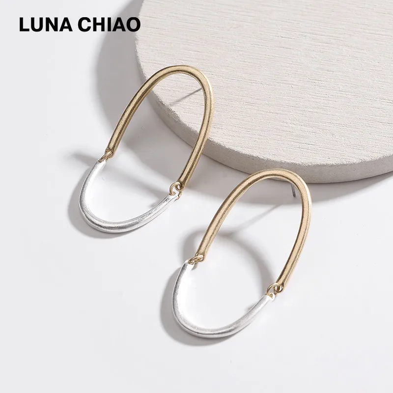 LUNA CHIAO 2018 модные поношенные золотые серебряные двухцветные овальные