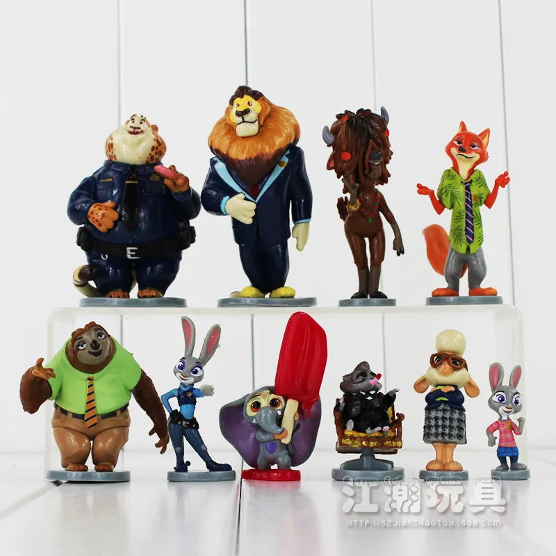 Disney Zootopia Ник Уайлд Джуди Хопс 10 Шт./лот PVC Фигурки Аниме Базовый Набор Brinquedos 5 СМ