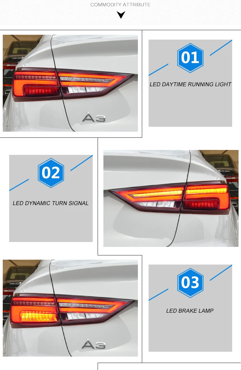 Автомобильный Стильный чехол для задних фонарей для Audi A3 S3 2013- задние фонари светодиодный задний фонарь для автомобиля Audi A3 S3 задний фонарь светодиодный задний фонарь