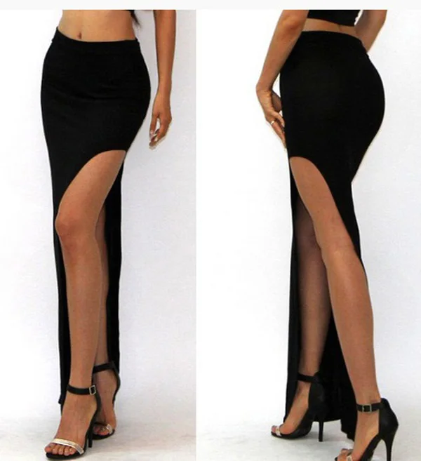 

6 Colors Summer Fashion Casual Slim Fit Ladies Open Split Fashion Wrap Skirt Pure Color With S M L Sizes