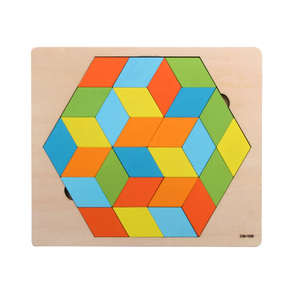 Rhombus Деревянные красочные животные дорожного движения геометрические головоломки доска Развивающие детские игрушки набор - Цвет: Rhombus