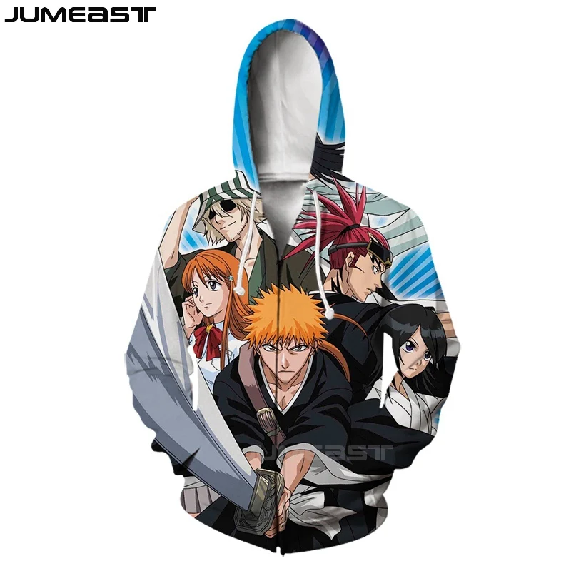 Jumeast бренд для мужчин/для женщин 3D печатных мультфильм Аниме Bleach куртка с длинными рукавами спортивный пуловер модные кепки капюшоном толстовки на молни - Цвет: 01
