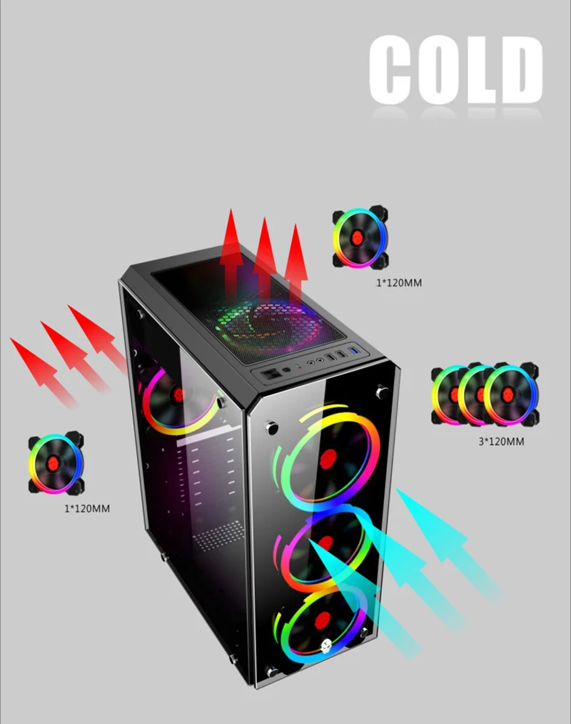 355*180*435 мм diy игровой компьютер RGB ПК Шасси в корпусе крышка боковое закаленное стекло геймер габинет computador ATX/micro-ATX/ITX