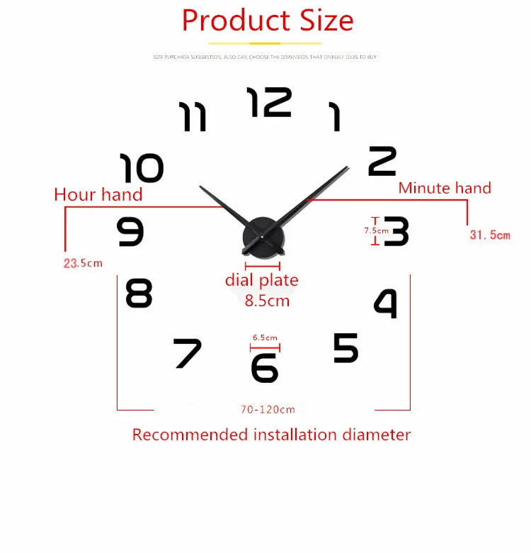 Новые часы настенные Horloge 3d Diy акриловые зеркальные наклейки украшение дома