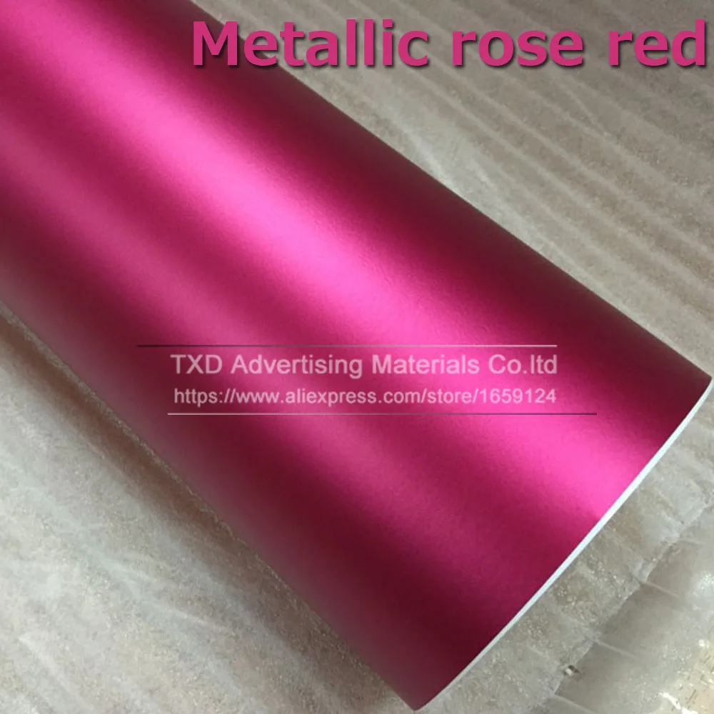 

10/20/30/40/50/60X152CM/Lot Rose Red Chrome Metallic Vinyl Wrap Film with air free bubbles Chrome matte car sticker free ship