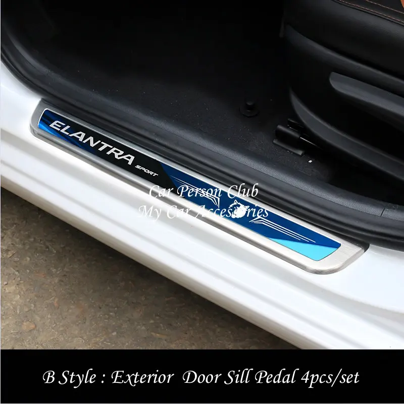 Синий Для- hyundai Elantra Накладка на порог, Накладка на порог, защитная рамка для педали, покрытие из нержавеющей стали, автомобильные аксессуары - Цвет: Синий