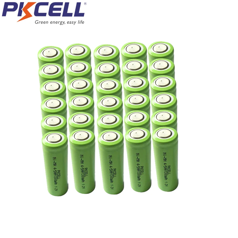 30 шт PKCELL 4/5AA 1300 mah 1,2 v NIMH аккумуляторная батарея 4/5 aa 14430 батареи в плоской верхней не PCM в промышленной ПВХ упаковке