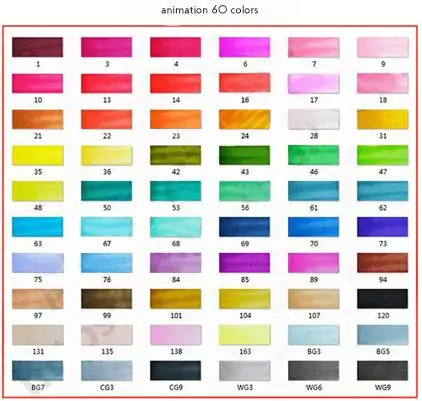animation 60 colors 30/40/60 Цвета графический маркер для белой доски набор профессиональных Эскиз маркер для рисования с двухголовой Цвет ручка для творчества рисунков в виде пера с 4/5 подарки - Цвет: animation 60 colors