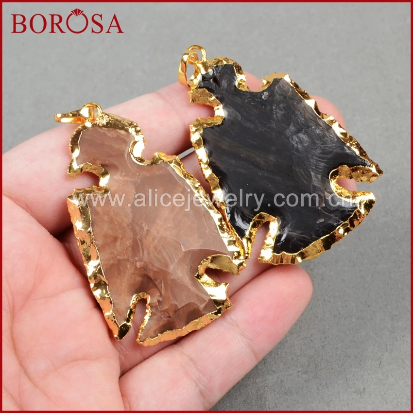 

BOROSA Clearance Sale 5/10PCS Gold Color New Rough Natural Jaspers Carved Bird Pendant Beads Natural Stone Gems Jewelry G0788