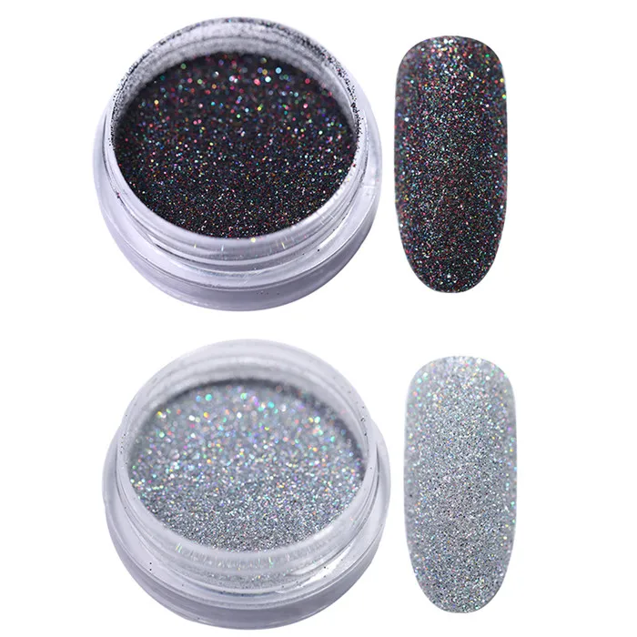 2Pcs Set 4 Голографический блестящий для ногтей порошок Сияющий сахар Блеск Дизайн ногтей голографическая Пыль порошок хромового пигмента Маникюр украшения для ногтей - Цвет: 2Pcs Set 4