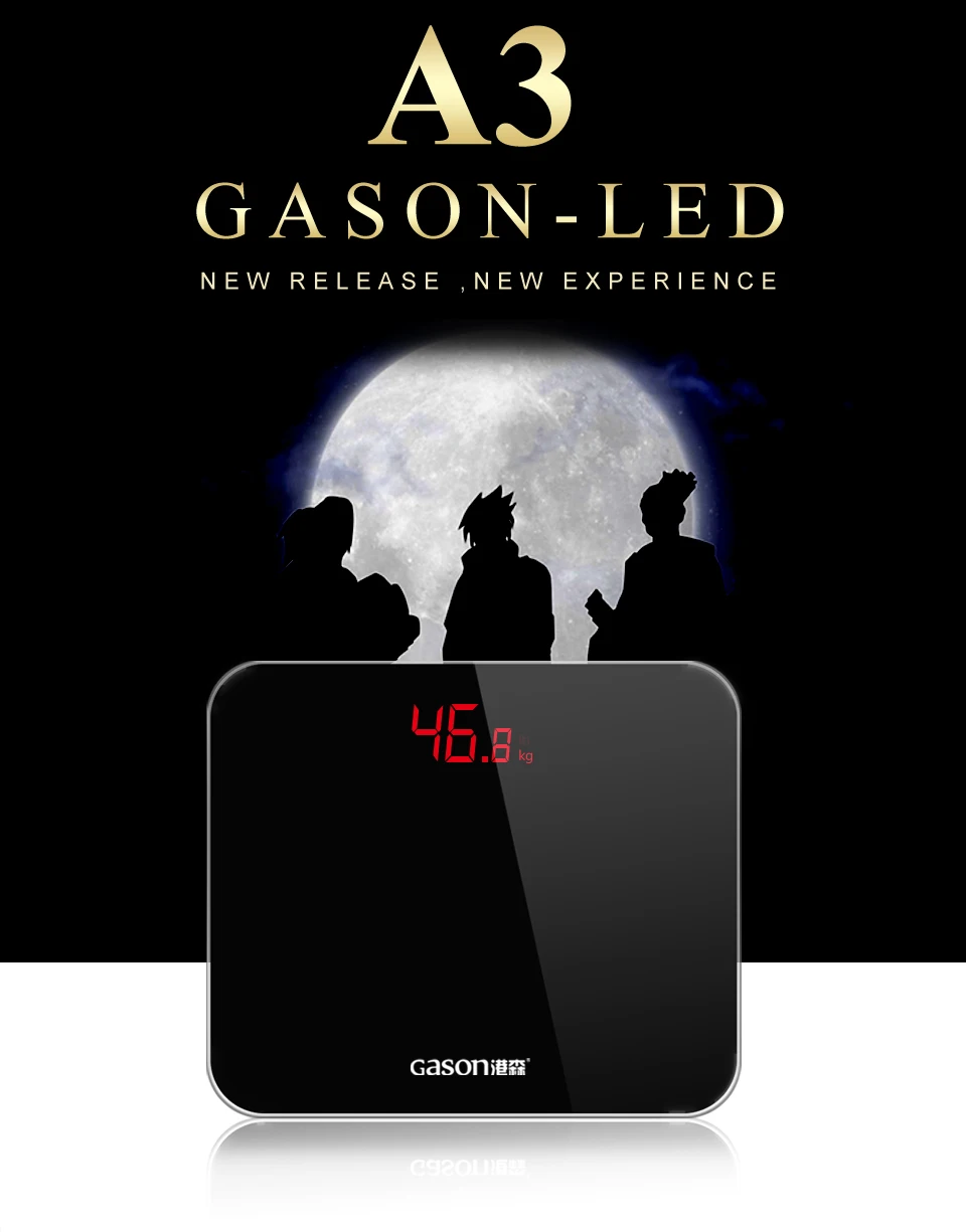 GASON, А3, электронные напольные весы, умные, для ванной, цифровые, для тела, весы, Basculas De Peso, телесный, черный, HD, светодиодный