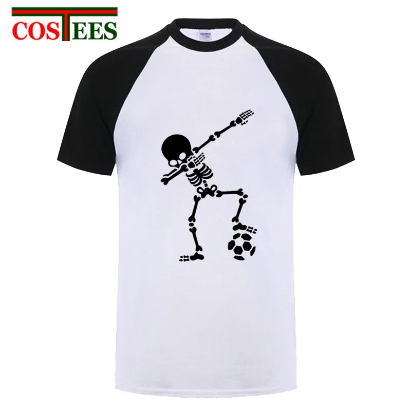 Череп дизайн Dab Скелет Футбол Футболка вытирая скелетор мужская футболка с