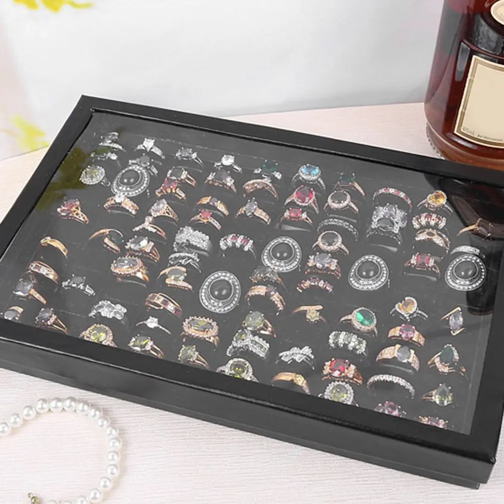 100 Grids Ring Display Box Jewelry Tray Case Portable Carrying Holder Cufflinks Storage Organizer | Украшения и аксессуары