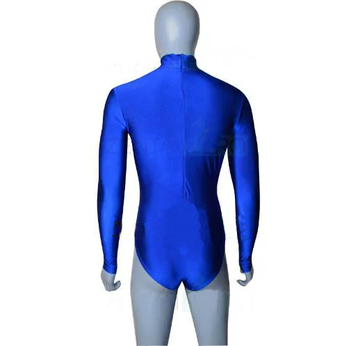 Новый синий сексуальный облегающий боди с длинным рукавом Zentai костюм для