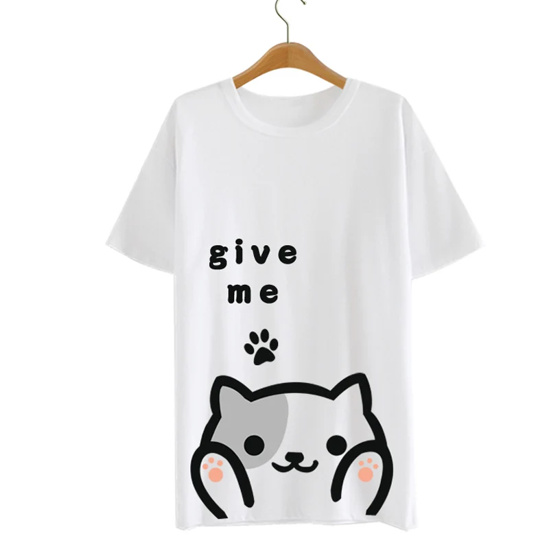 Neko Atsume футболка аниме кошка с заднего двора милый Harajuku короткий рукав лето Blusa