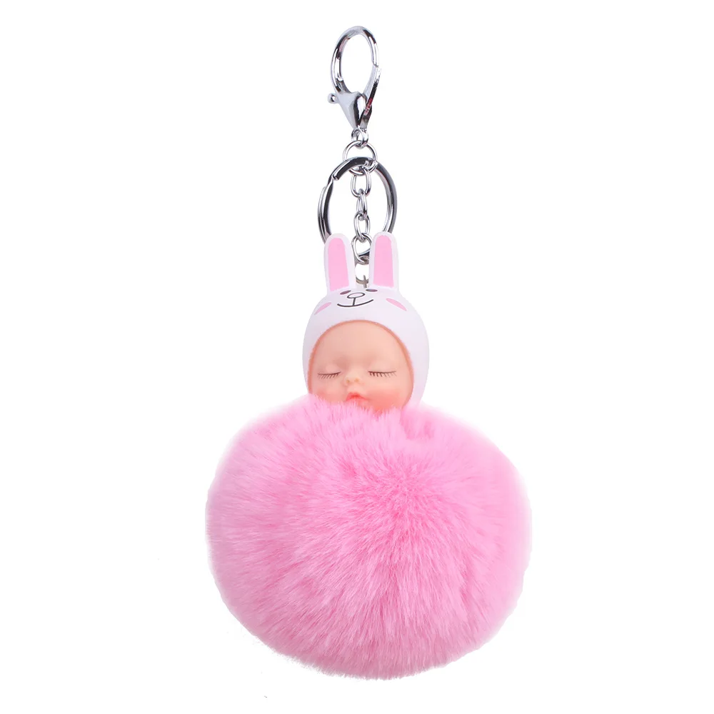 2019 новый мультфильм голова куклы Кролик брелок с ушками шарик из меха кролика на