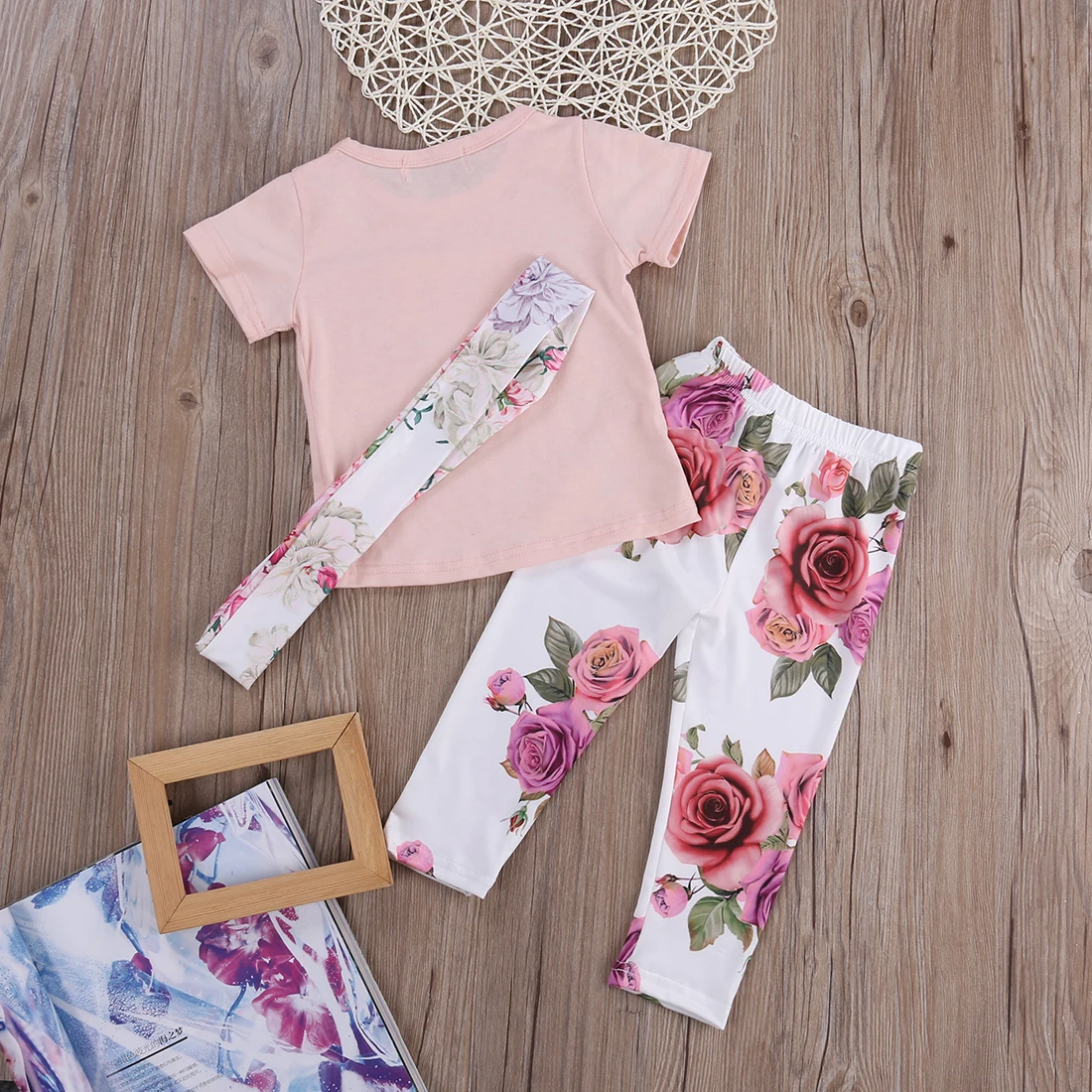

2017 Summer Newborn Baby Girl Floral Clothing Set Girls Letter T-shirt+Flower Pants+Hairband 3Pcs Outfits