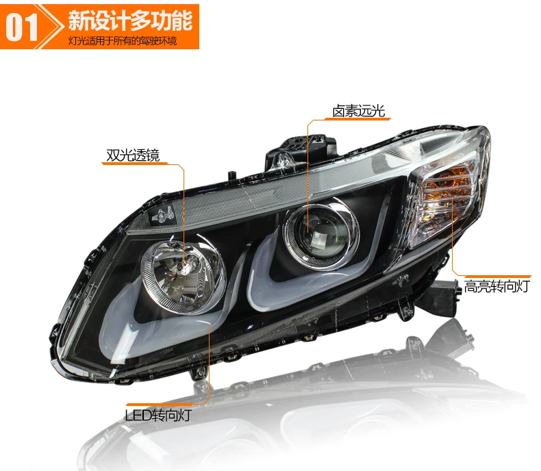 Hireno фары для 2011-15 HONDA CIVIC фар сборки LED DRL ангел объектив двойной луч ксеноновые 2 шт