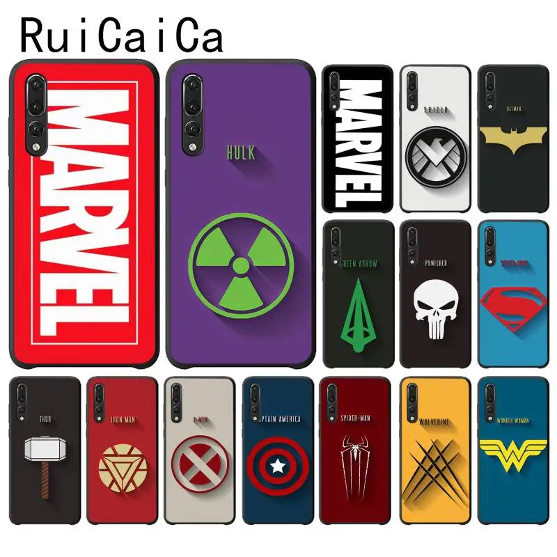 Ruicaica Marvel DC супергерой логотип Мстители черный чехол для телефона Huawei P9 P10 Plus Mate9 10