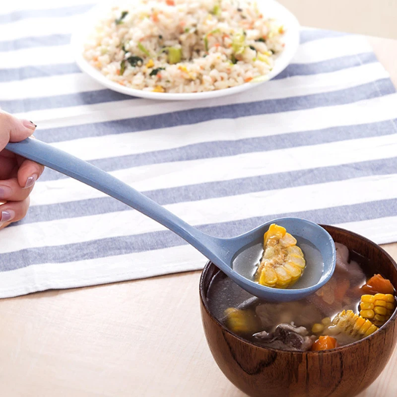 Экологичная пшеничная соломенная суповая ложка с длинной ручкой кухонная посуда