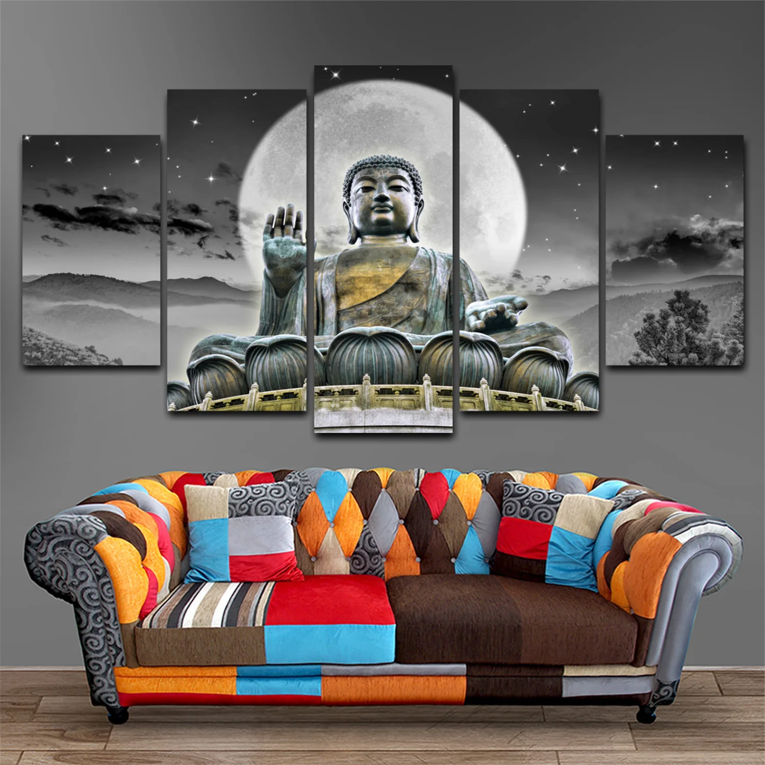 

Drop shipping 5 Panel Wall Art Pictures Canvas Painting abstract canvas poster painting decoration for living room LW264