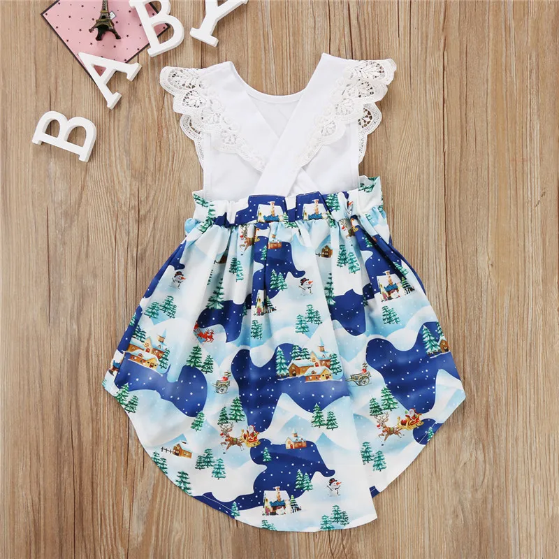 Christmas Lace Floral Mini Dress Lovely Sleeveless Newborn Baby Girl Kids Xmas Party Dresses Costume | Детская одежда и обувь