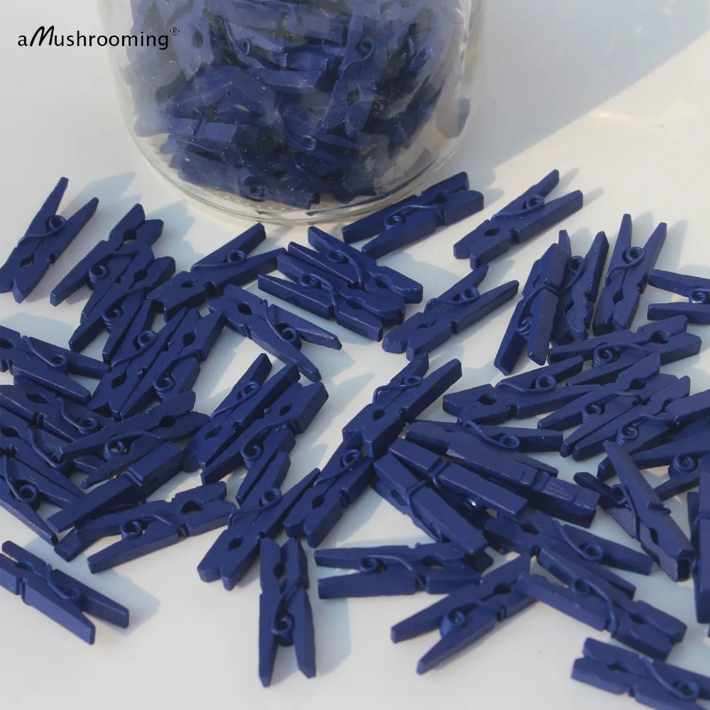 200 Royal Blue Mini pegs Wooden Clothespins Navy Scrapbooking Small Clips Baby Shower Fairy Garden Decor Pins Summer DIY Crafts | Дом и сад