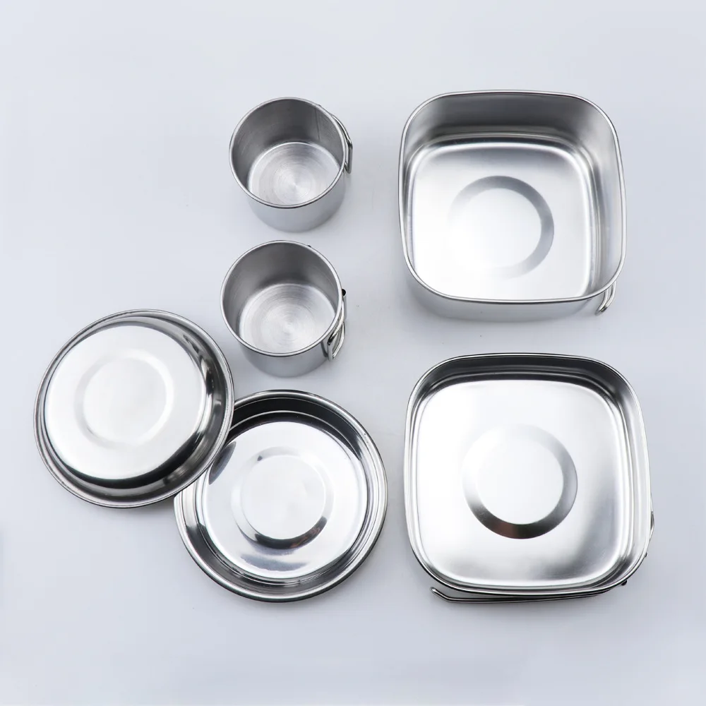 6 шт. открытый горшок набор посуды для супа Кофе чашки воды Нержавеющая сталь