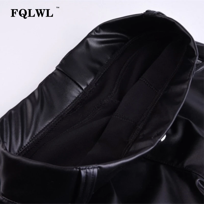 FQLWL, большие размеры, кожзам, штаны для женщин, эластичная талия, бедра, пуш-ап, черные сексуальные женские леггинсы, джеггинсы, повседневные обтягивающие брюки-карандаш
