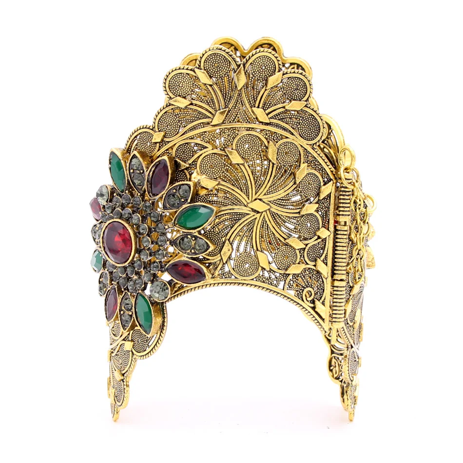 Винтажный Индийский женский браслет на руку с волнистыми краями большой размер