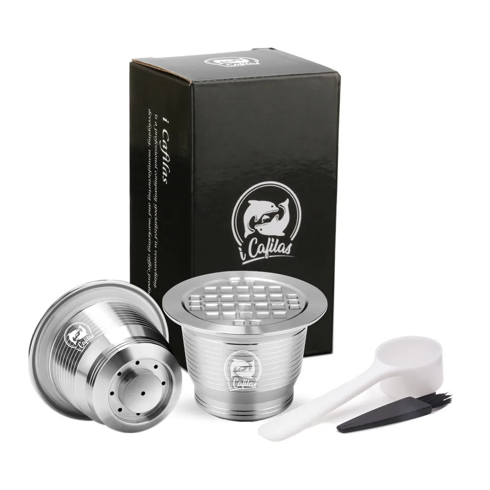 2 Stainless ICafilas многоразовые капсулы Nespresso многоразовые из нержавеющей стали и пластика фильтры для кофе эспрессо металлические кофейные чашки капсулы - Цвет: 2 Stainless