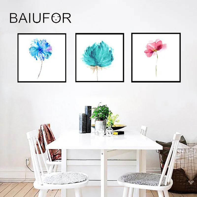 BAIUFOR Modern Watercolor Plant Flower Painting A4 Canvas Print Nordic Posters Floral Wall Picture Living Room Home Decor quadro | Дом и сад