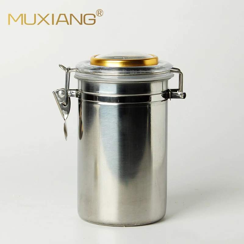 

MUXIANG Stainless Steel Humidor Jar Clamp Airtight Lid for Cigar Taobacco Coffee bean Tea Candy With Jar Hygrometer cg0012