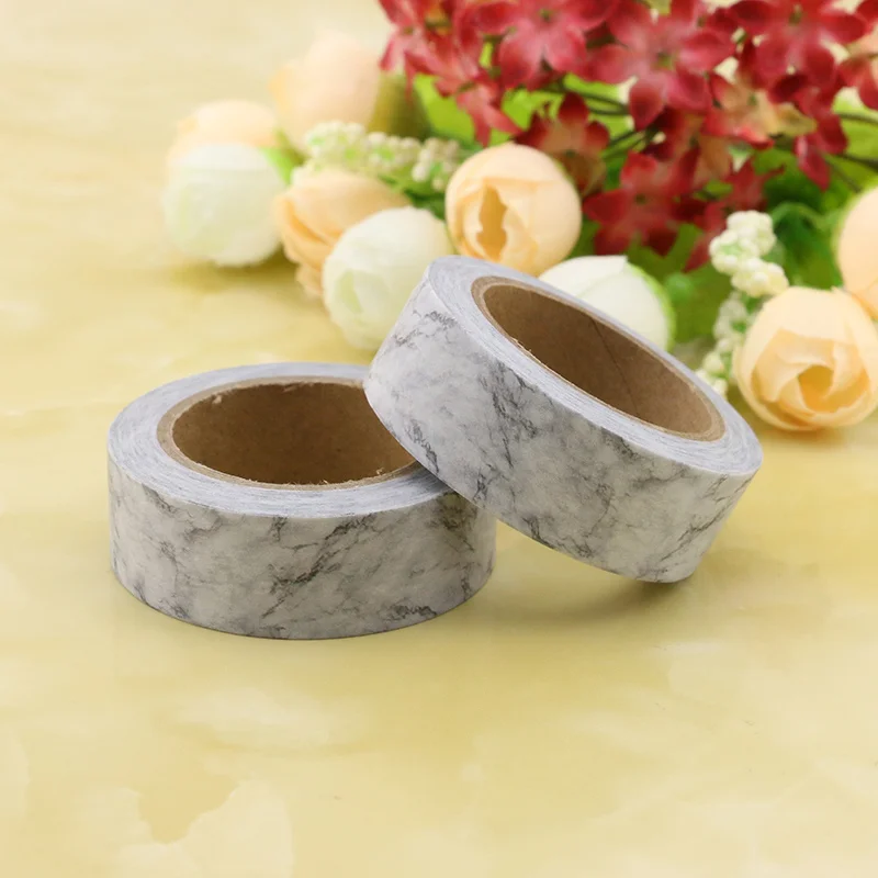 

1X DIY Japanese Paper Marble Washi Tape White Paper Masking Tapes Decorative Stationery 1.5cm*10m